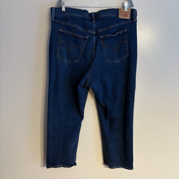 Levis Women Plus Sz 20W Dark Indigo Destructed Ribcage Straight Ankle Jeans - Picture 8 of 14